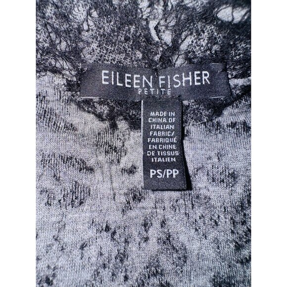 Eileen Fisher PS Black Wool Blend Asymmetrical Open Cardigan Casual Minimalist - Picture 7 of 10